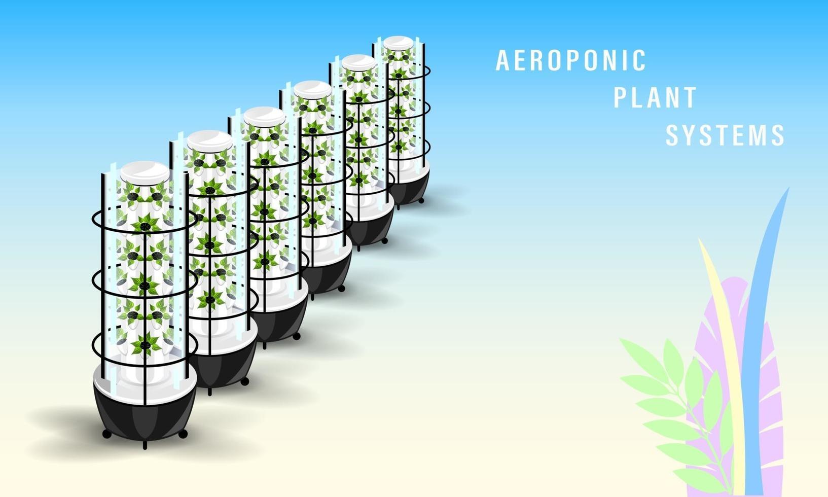 sistema de planta aeroponía vertical realista vector