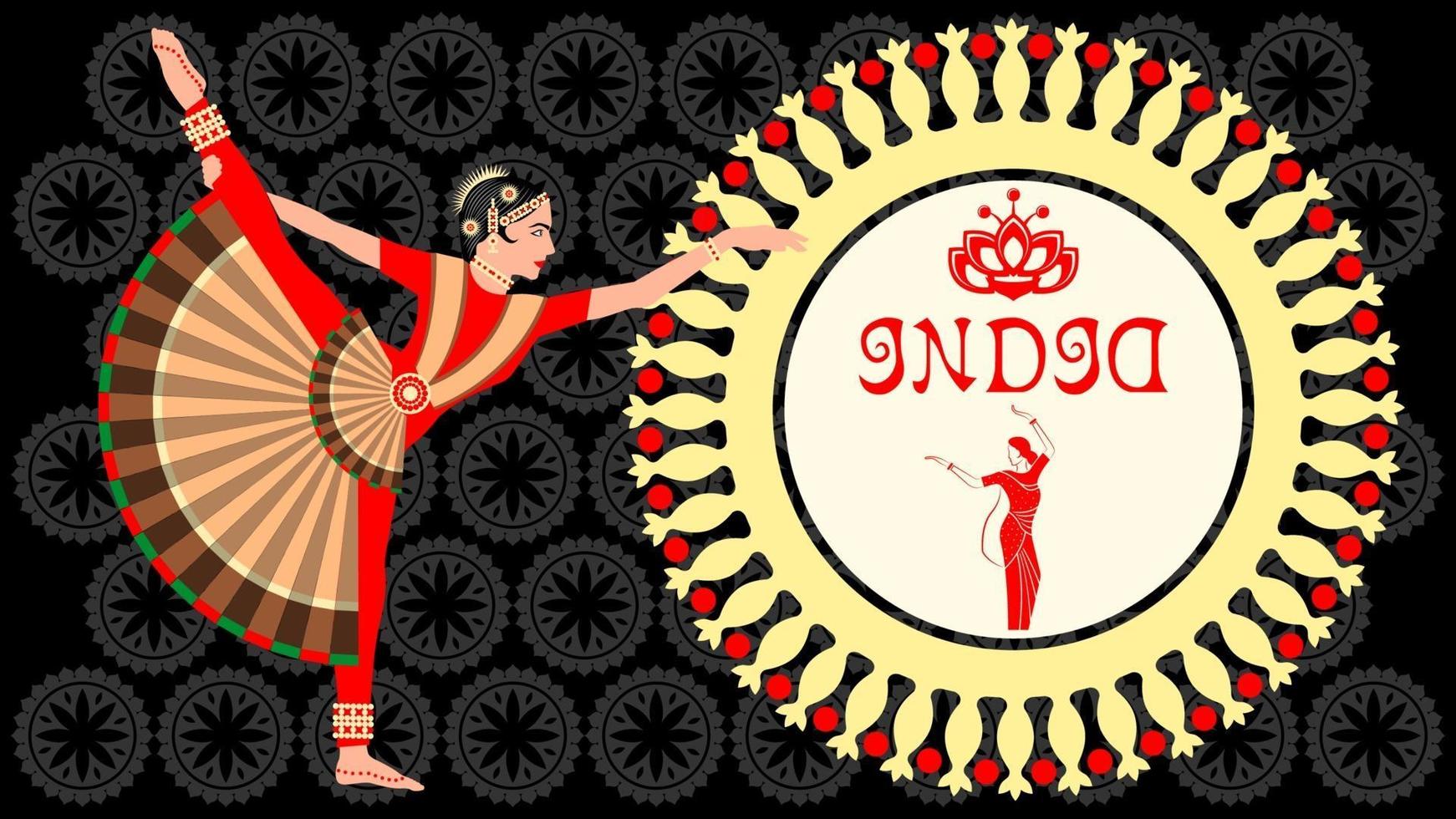 Indian Girl in National Costumes Dance vector