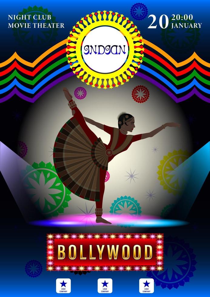 cartel de baile de mujer india en trajes nacionales vector