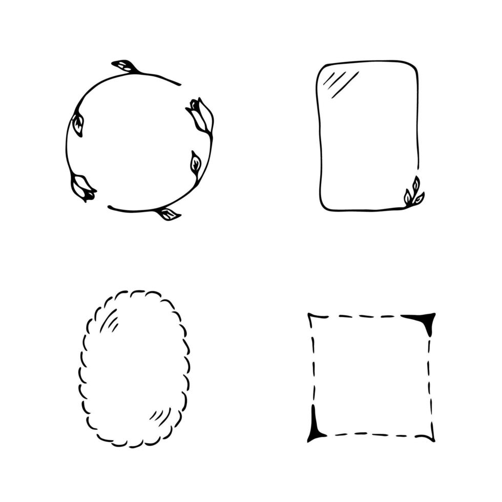 Set of hand drawn frames isolated vector