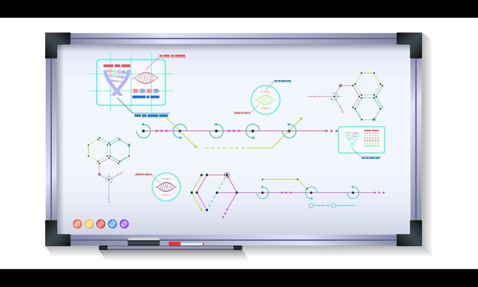 Scientific Infographics on Magnetic Board with Metal Frame vector