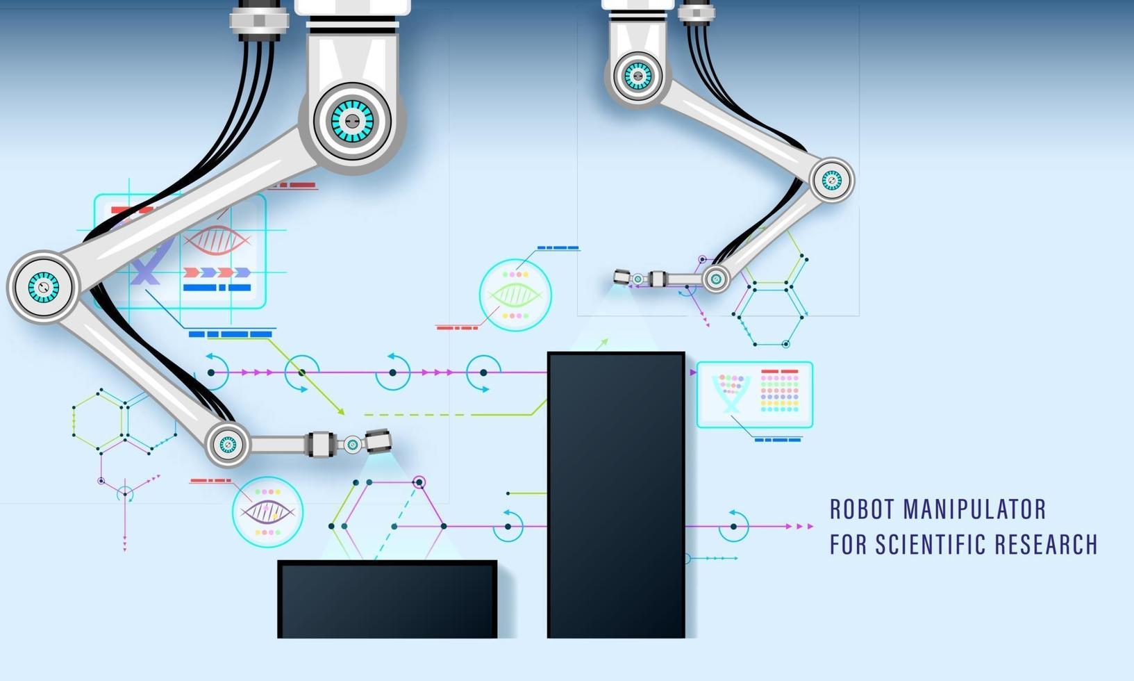 manipulador de robot para investigación científica y producción industrial vector