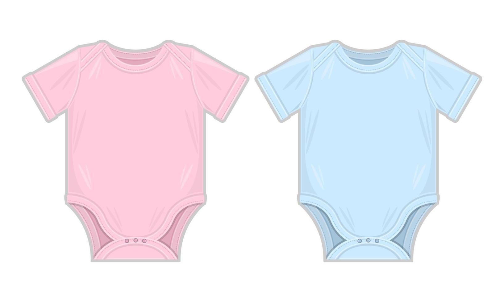 ropa azul y rosa para maqueta de recién nacido dibujos animados aislados vector