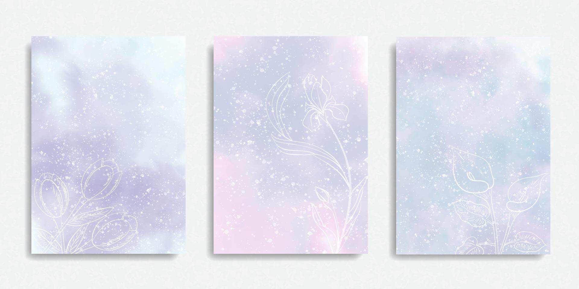 Set of Pastel Colorful Watercolor Background vector