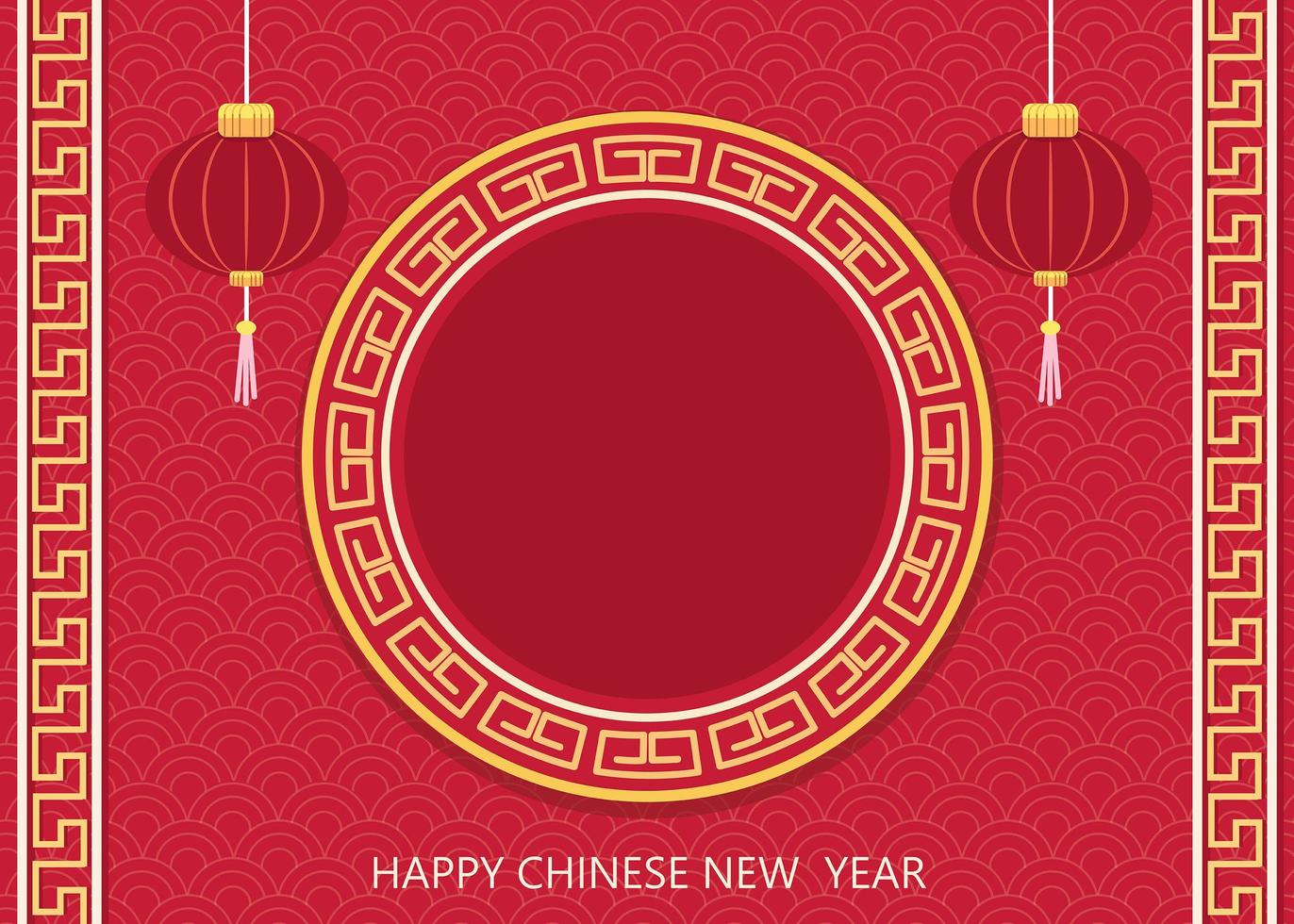 Happy Chinese new year card. Red background with traditional Asian lanterns for greeting card, flyers, invitation, posters, brochure, banners, calender. vector