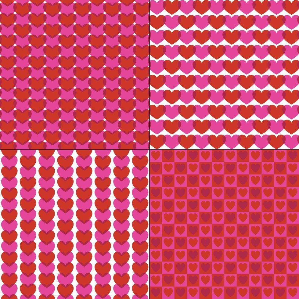 seamless pink red mod heart vector patterns