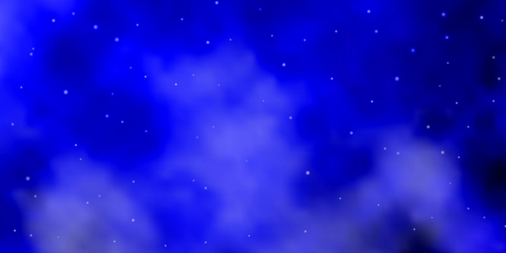 Dark BLUE vector background with colorful stars.