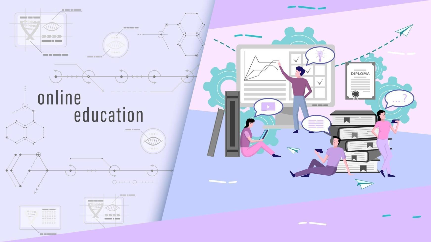 Online education people flat style vector