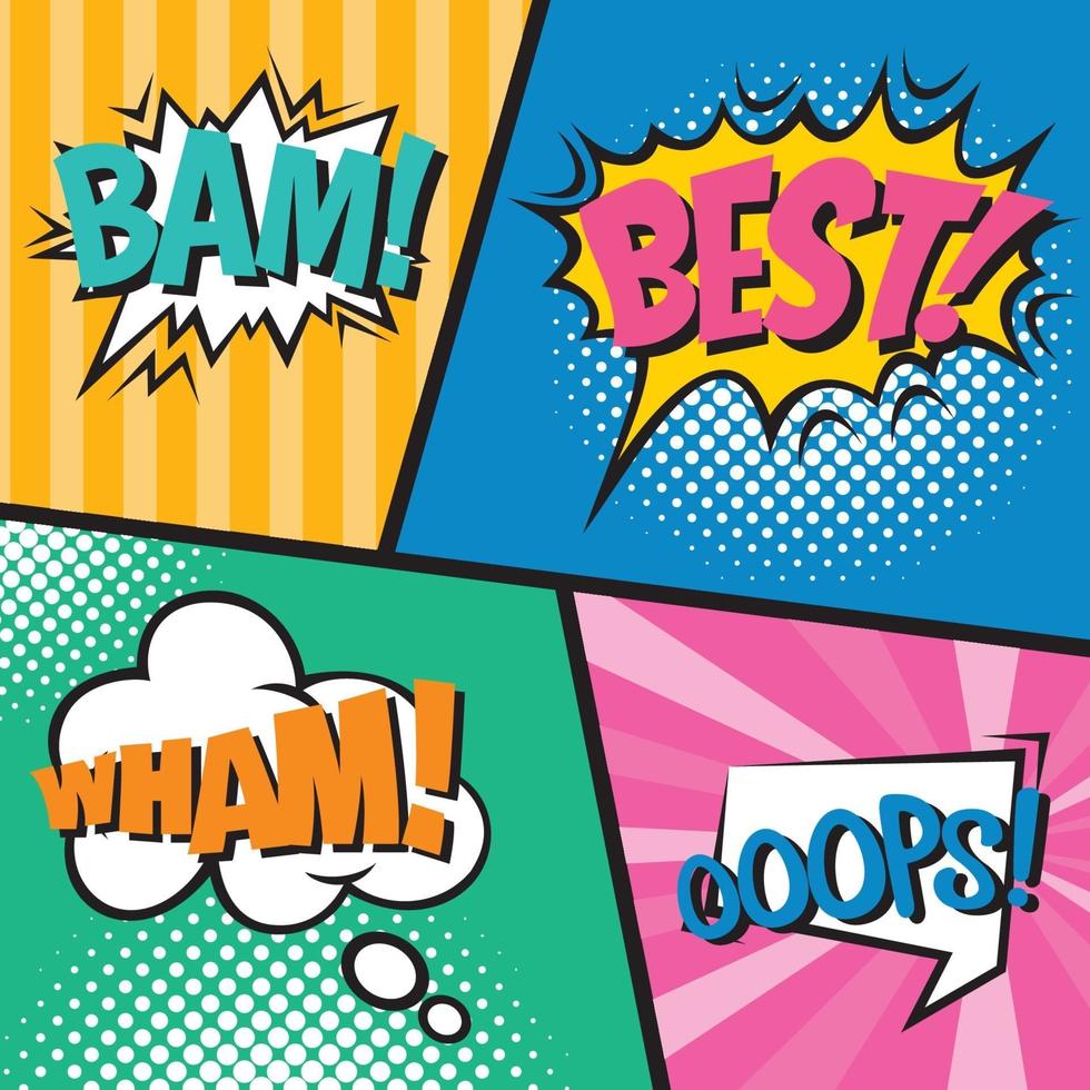 Set of comic speech bubbles in pop art style vector