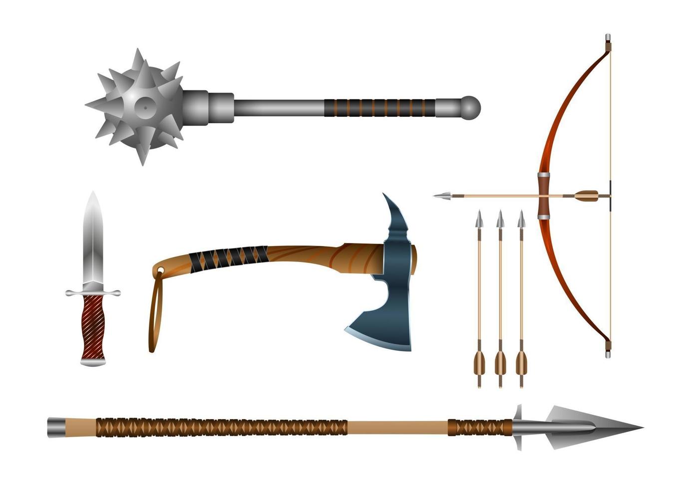 Realistic 3d Set Iron Fighting Cold Weapon vector