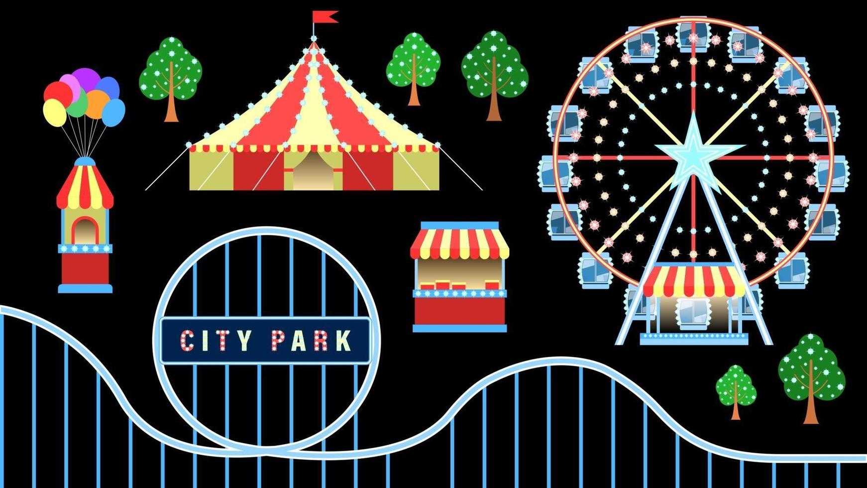 parque de atracciones ciudad objeto dibujos animados vector