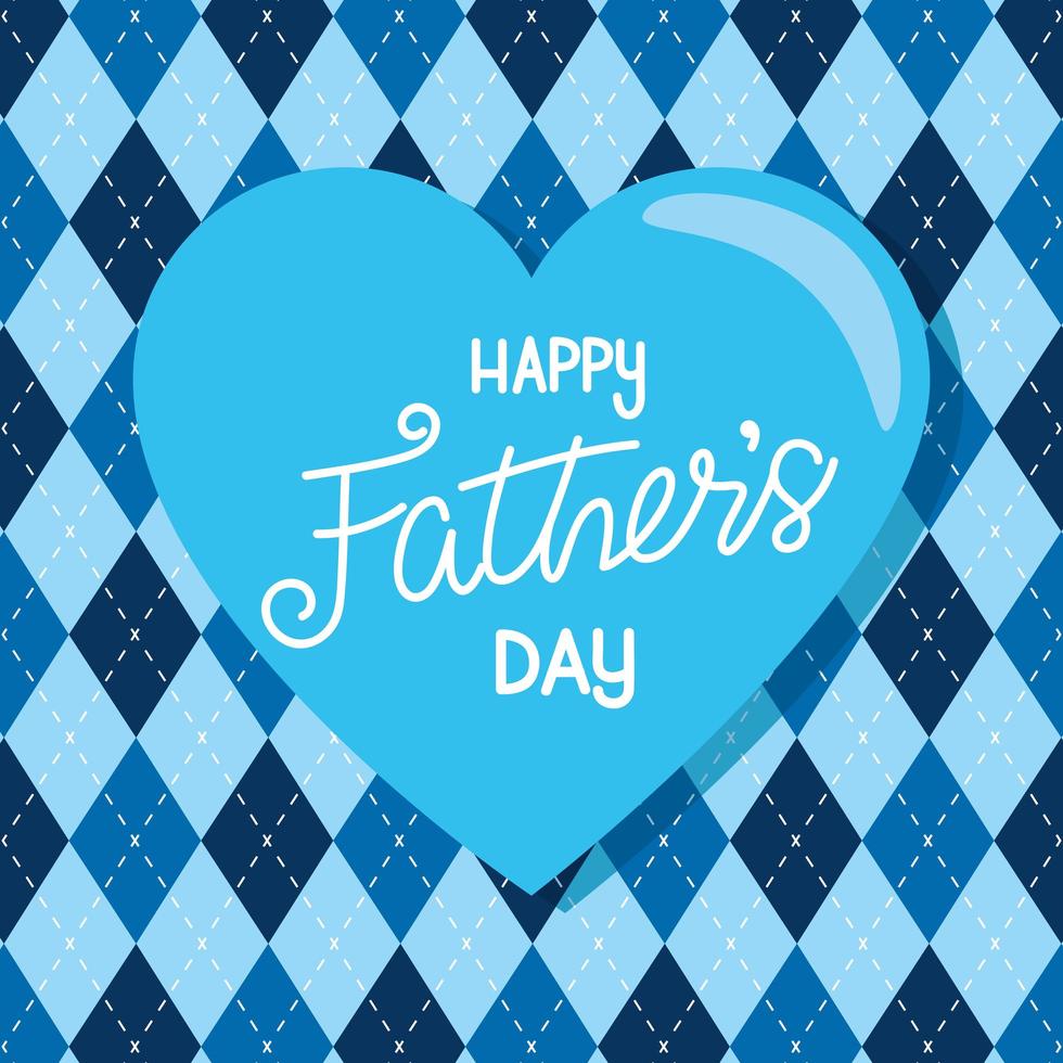 happy fathers day card with heart decoration vector