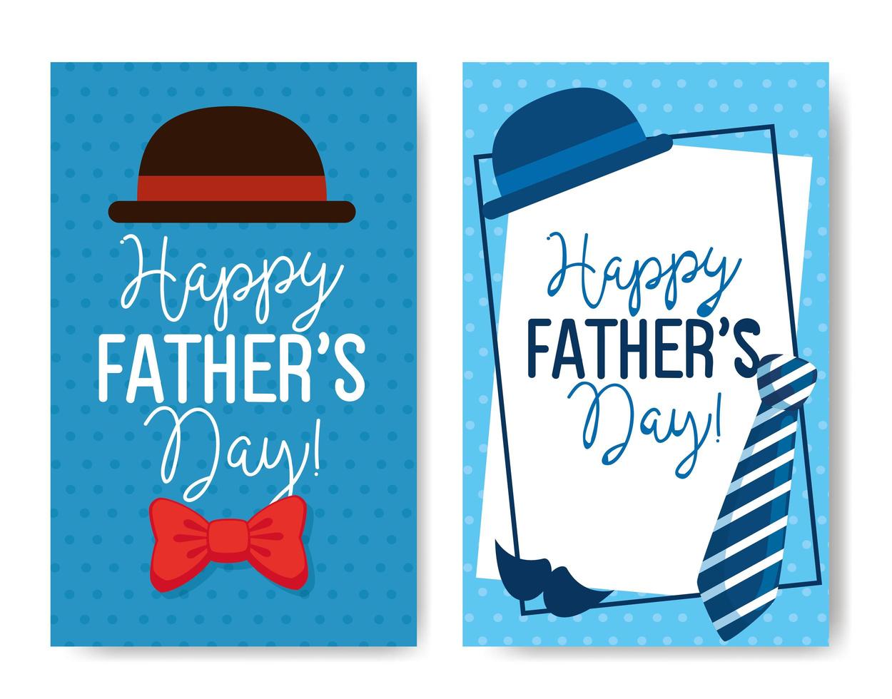 ser cards of happy fathers day with decoration vector