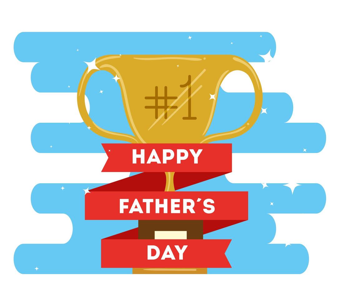 happy fathers day card with trophy decoration vector