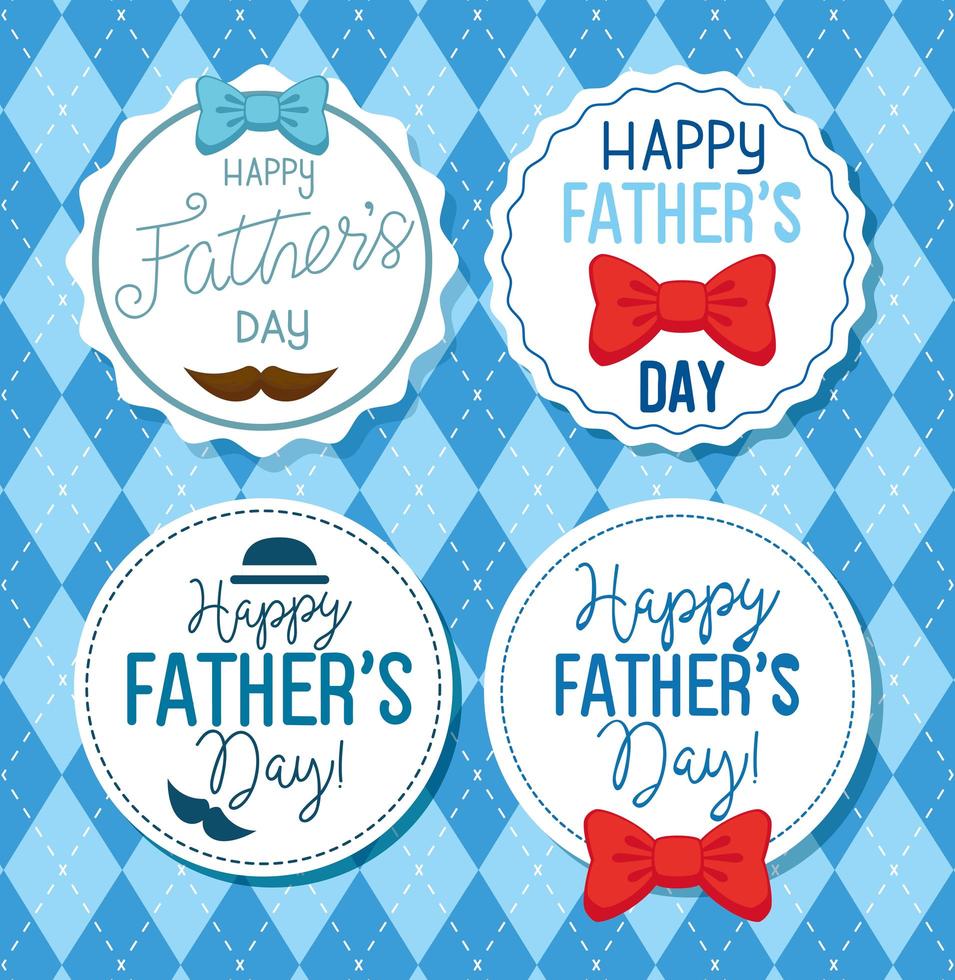 ser cards of happy fathers day with decoration vector