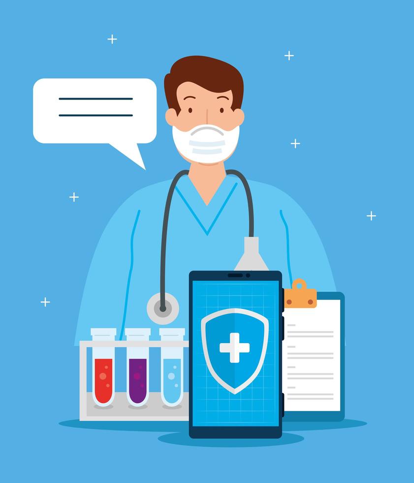 telemedicine technology with doctor and medical icons vector