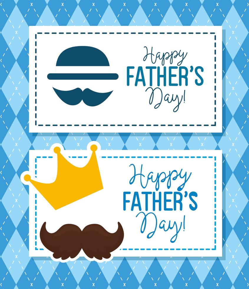 ser cards of happy fathers day with decoration vector