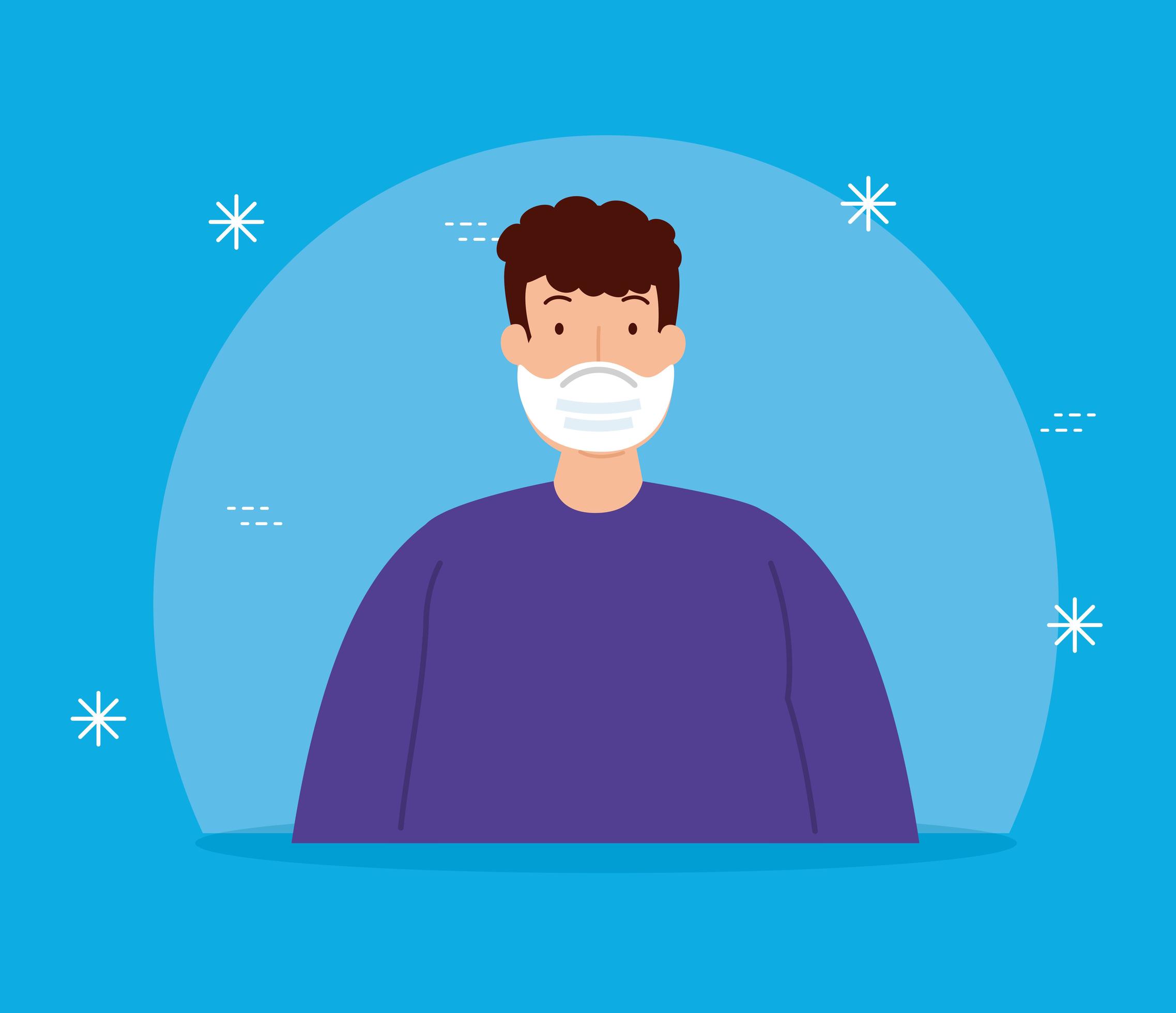 Young man wearing a face mask 2000382 Vector Art at Vecteezy