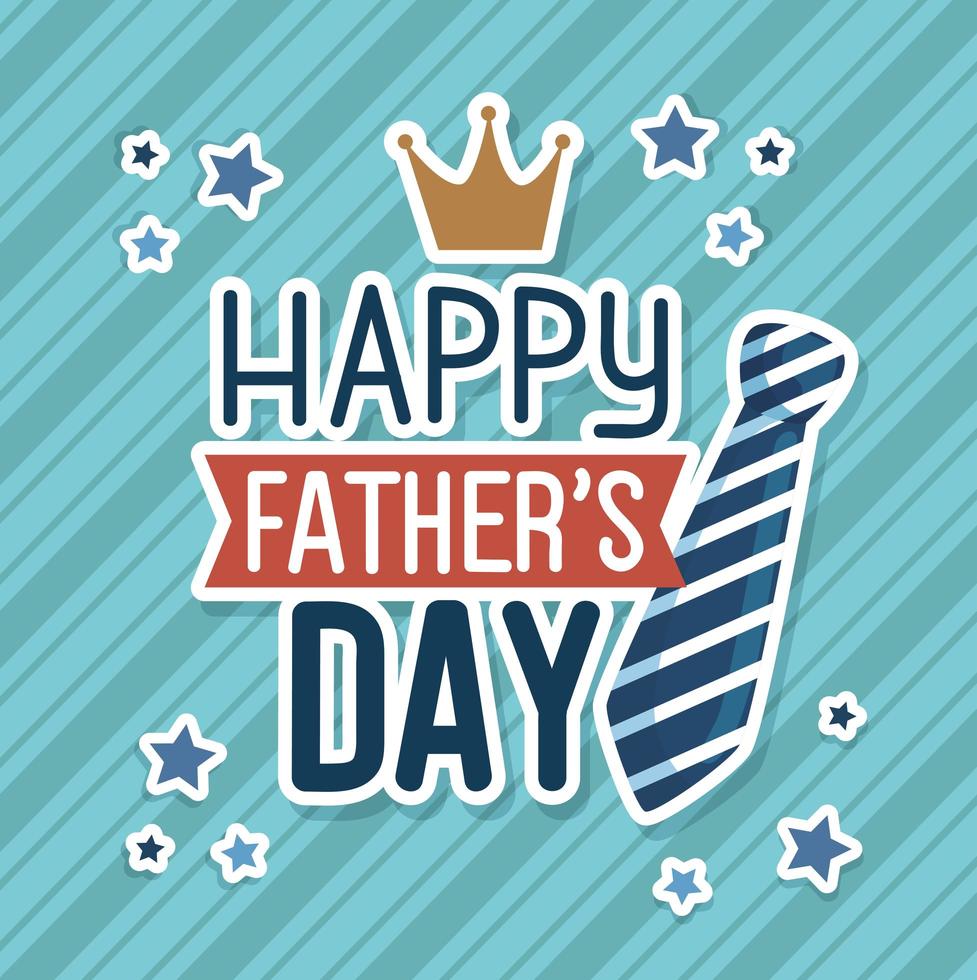 happy fathers day card with king crown and necktie vector