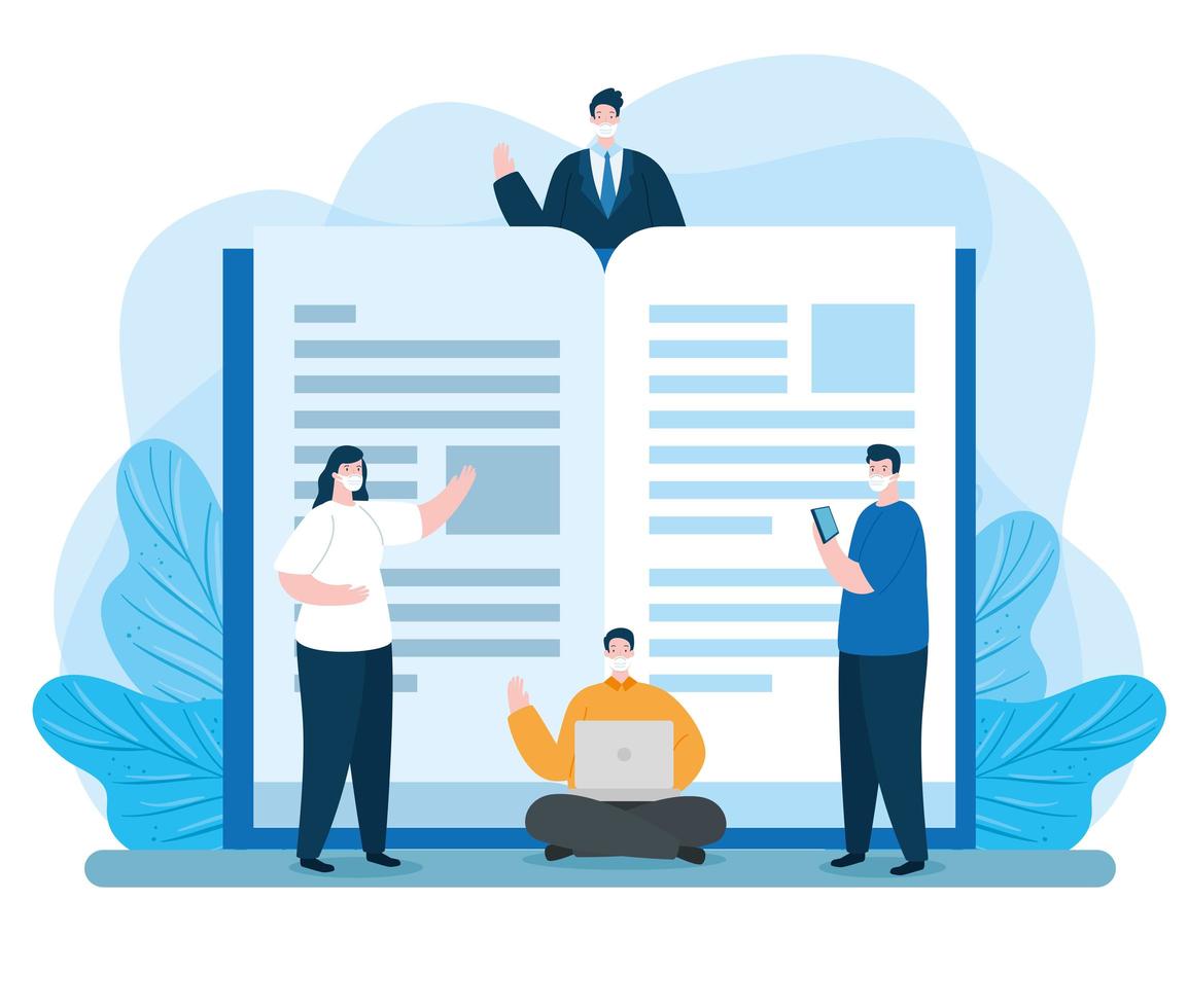 group people in online education vector