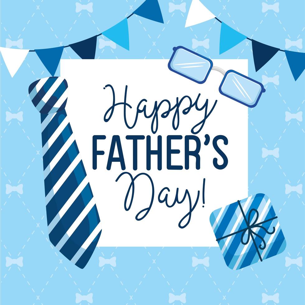 happy fathers day card with garlands hanging and decoration vector