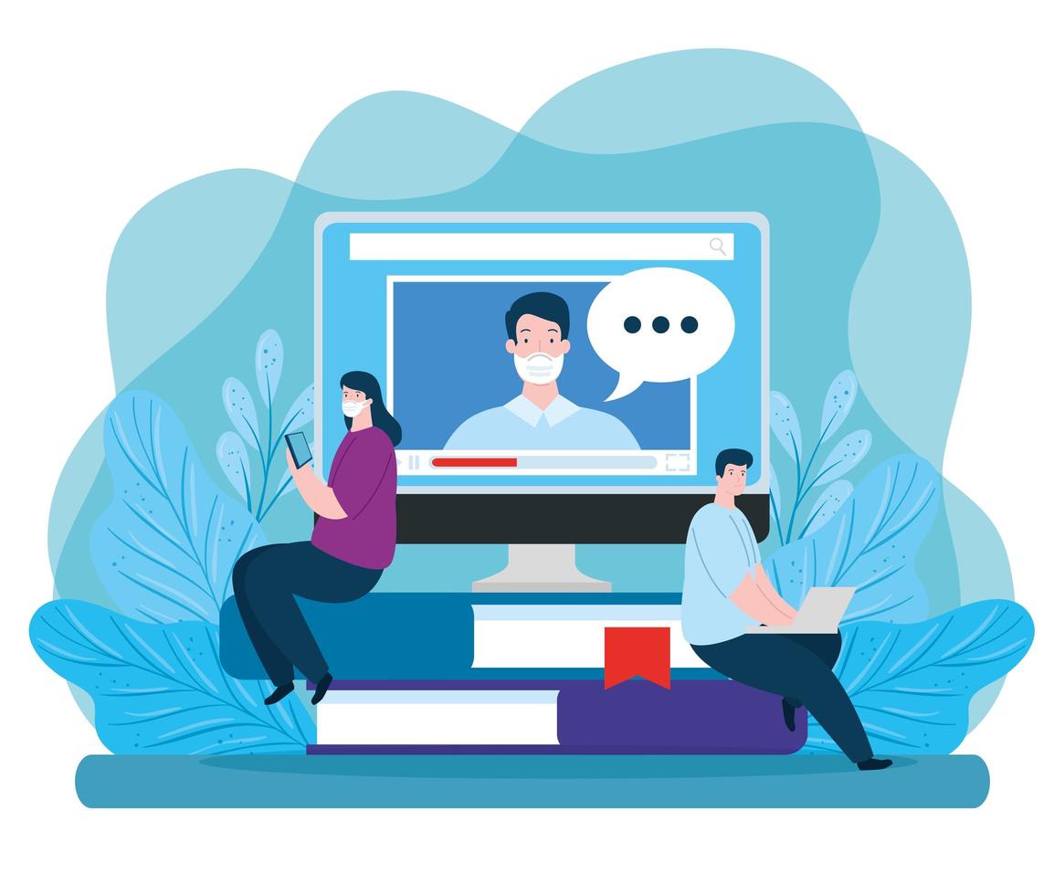 online education technology couple vector