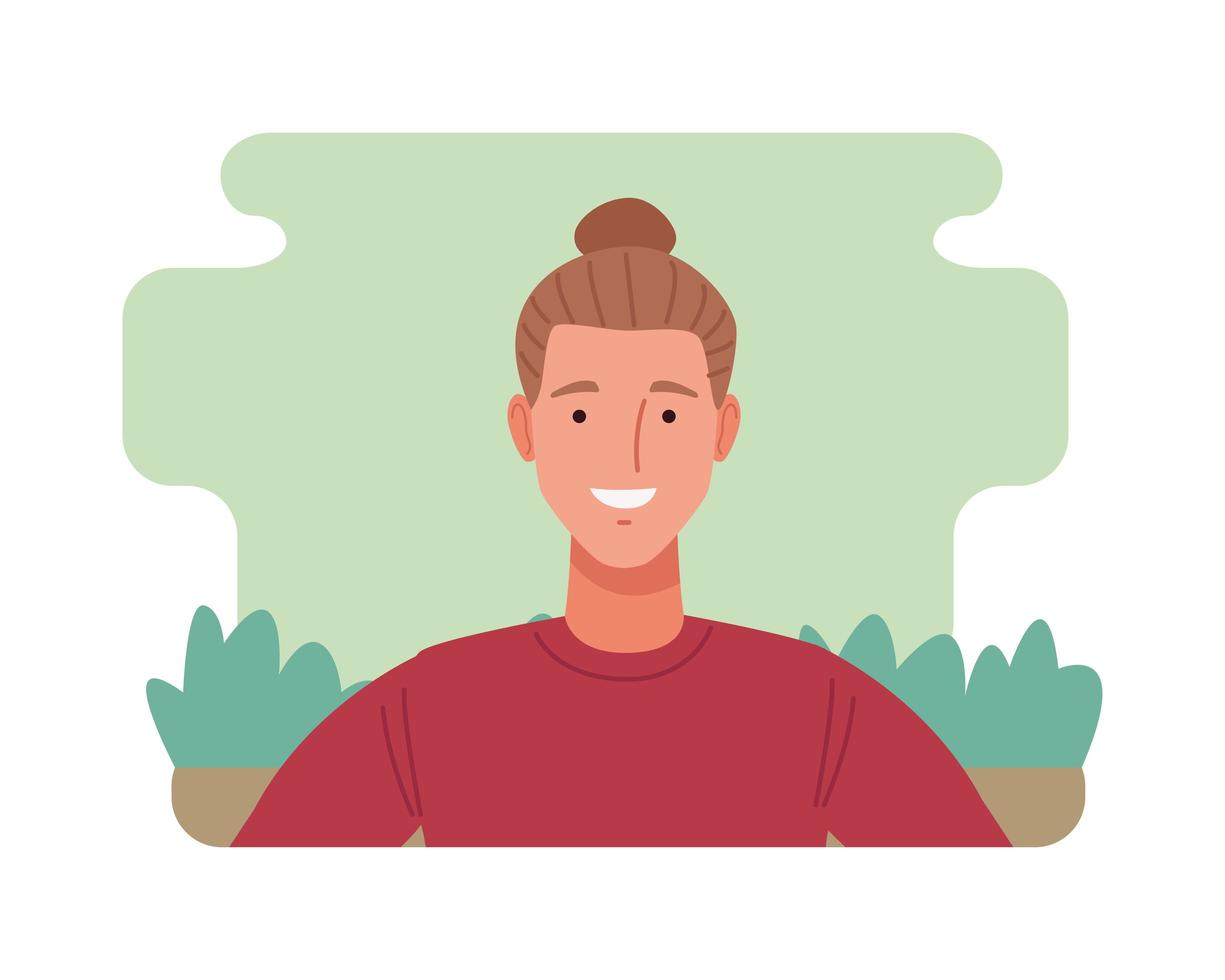 man with long hair character icon vector