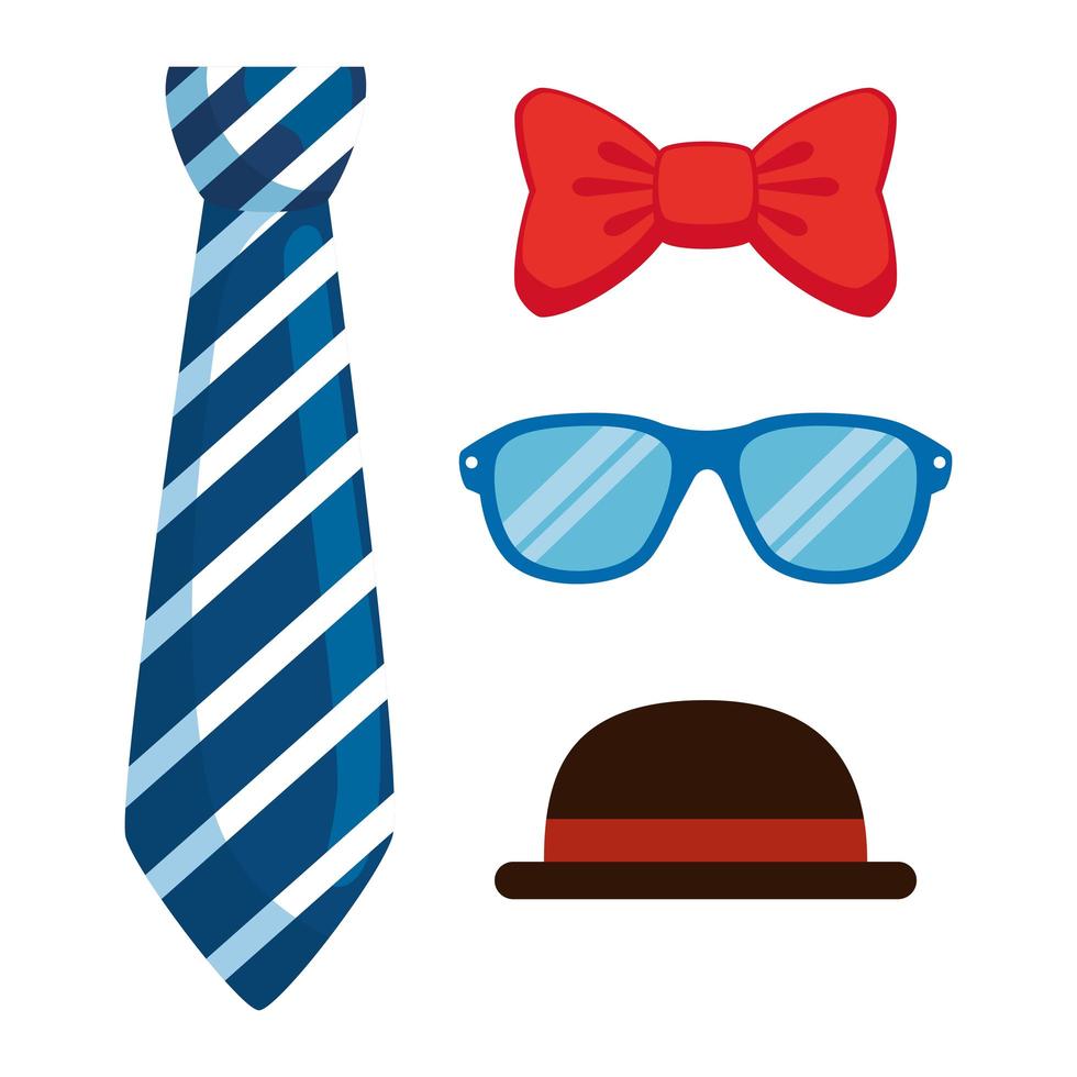 set of hipster accessories icons vector