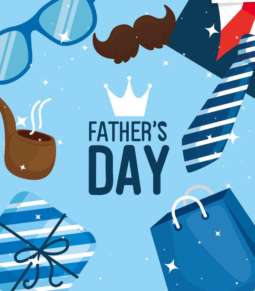 happy fathers day card with male icons vector