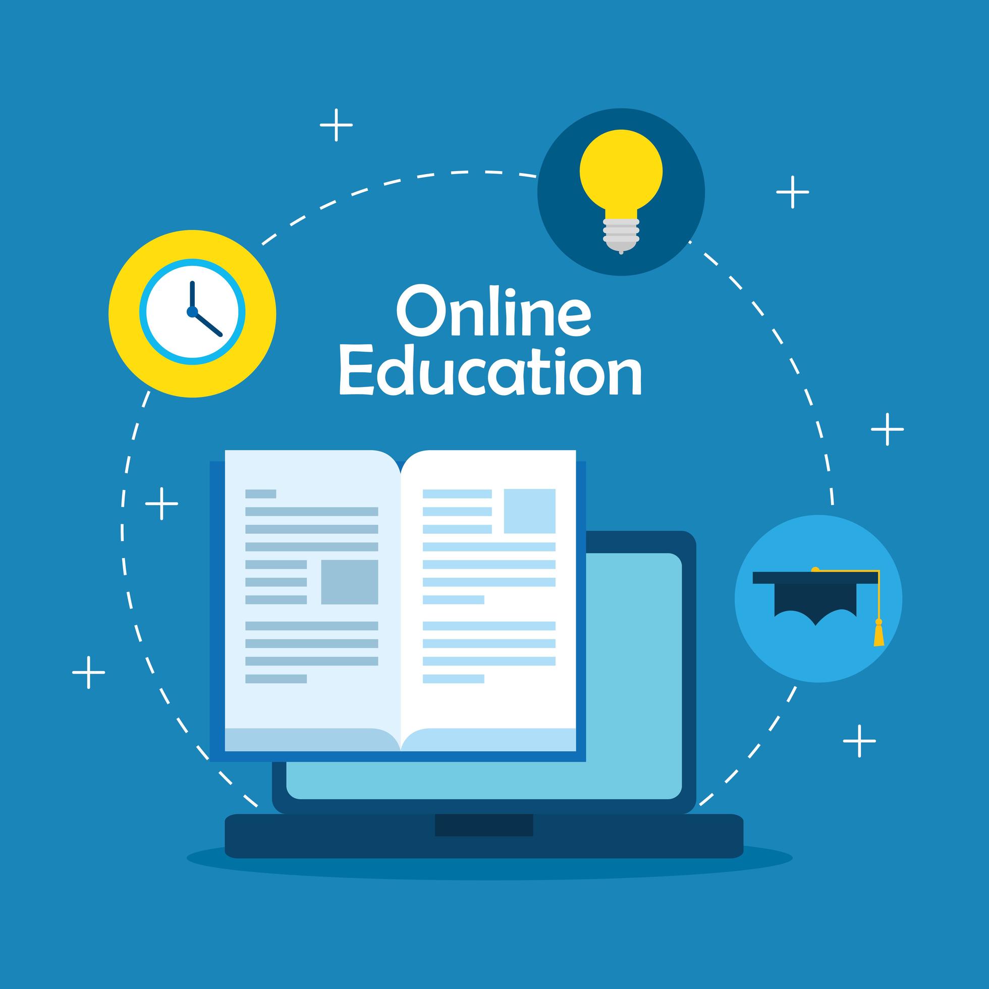 online education technology with laptop and icons 2000482 Vector Art at