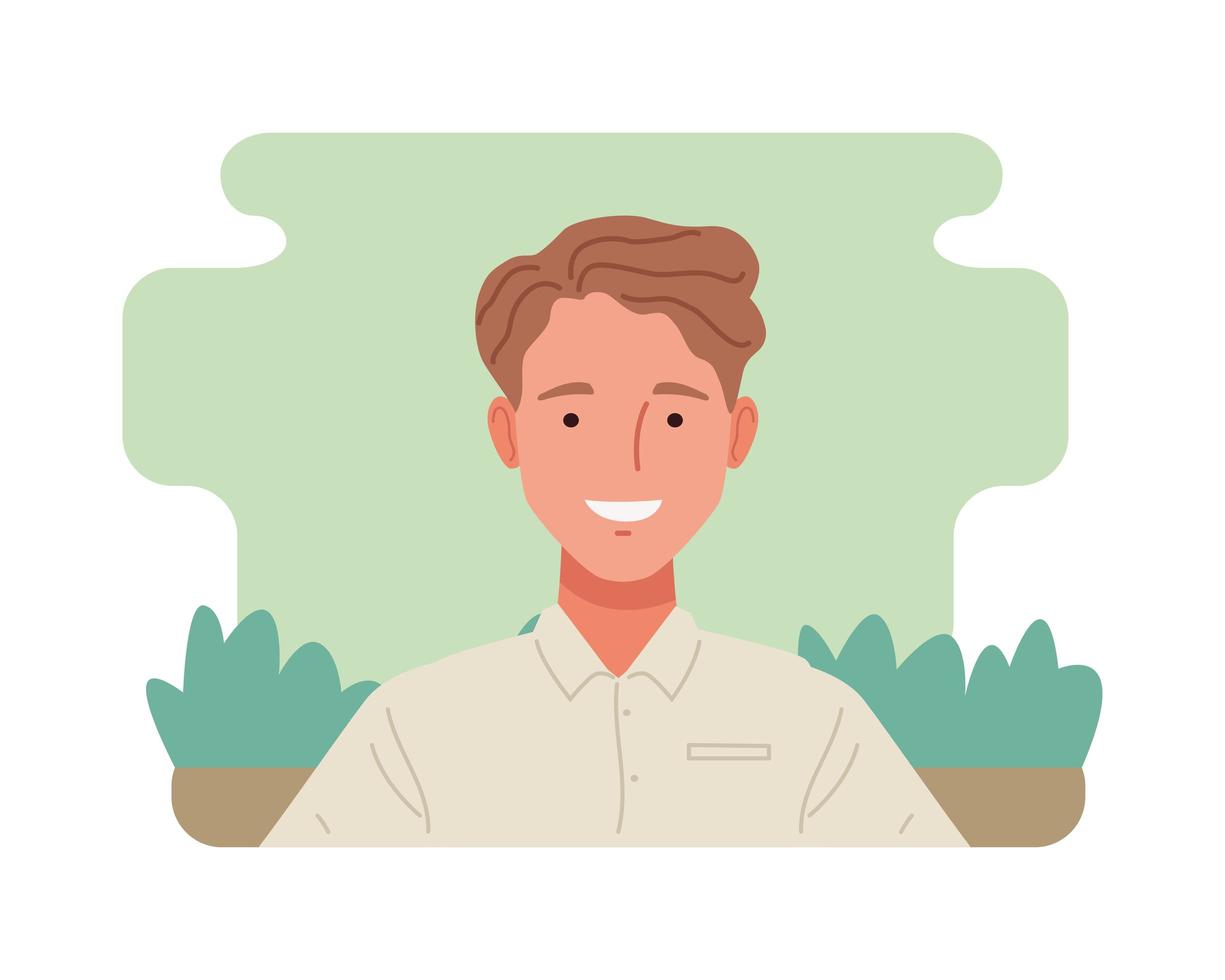 friendly man in dress shirt character icon vector