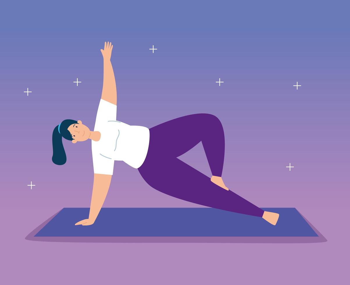 young woman practicing yoga vector