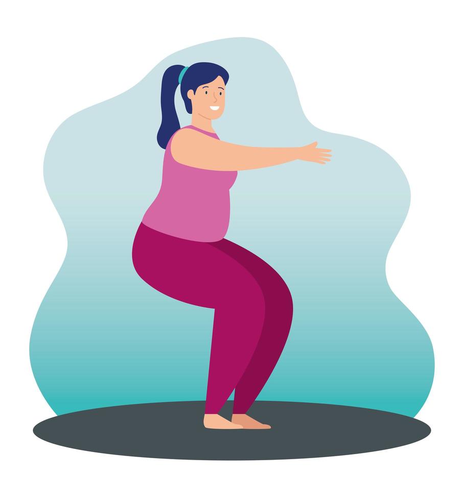 mujer joven practicando yoga vector