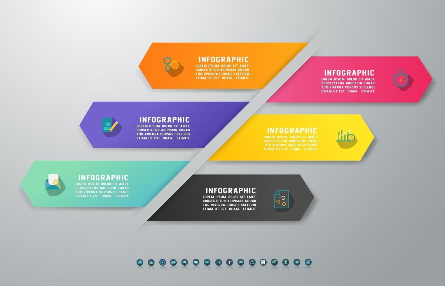 infografías abstractas seis opciones numéricas para flujo de trabajo o presentación. vector