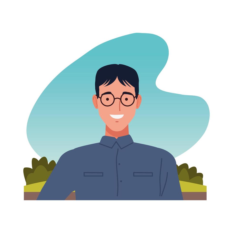nerd man with glasses character vector