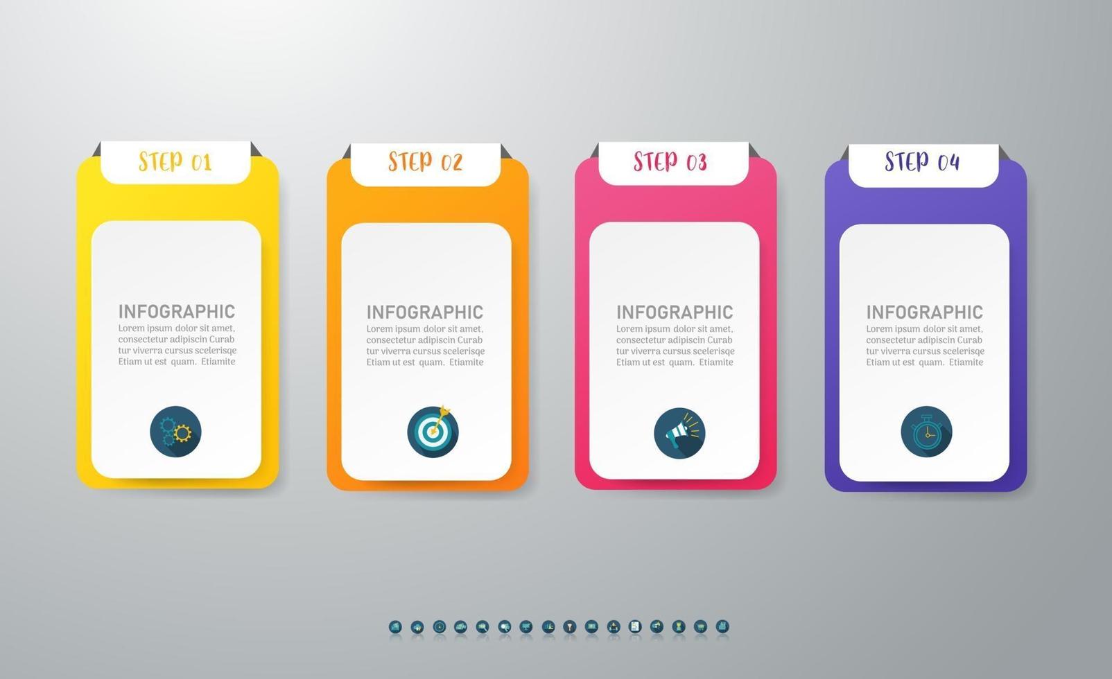 Infografía de elament de gráfico cuadrado vectorial con 4 opciones. vector