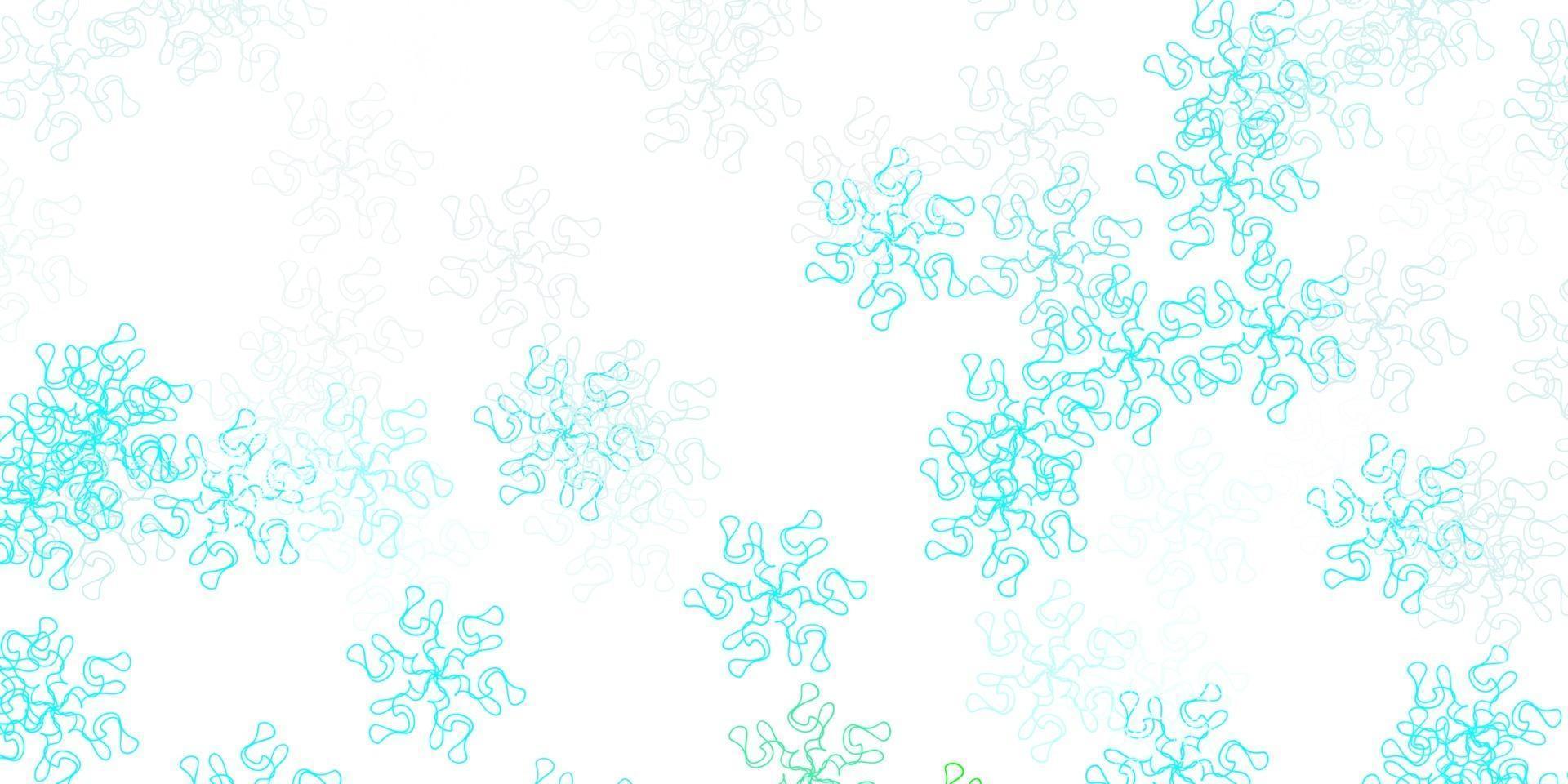 Light blue, green vector doodle template with flowers.