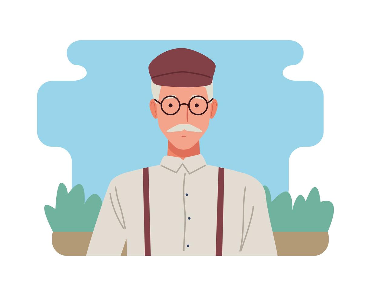 old man with cap character vector
