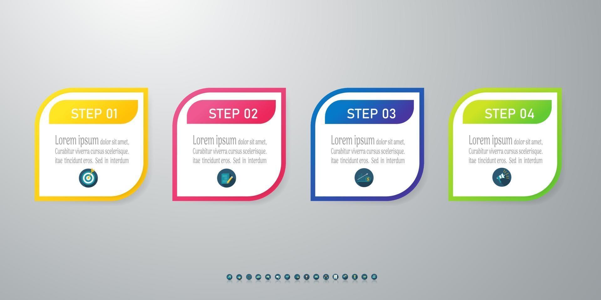 Timeline infographic design with icons 4 steps. vector