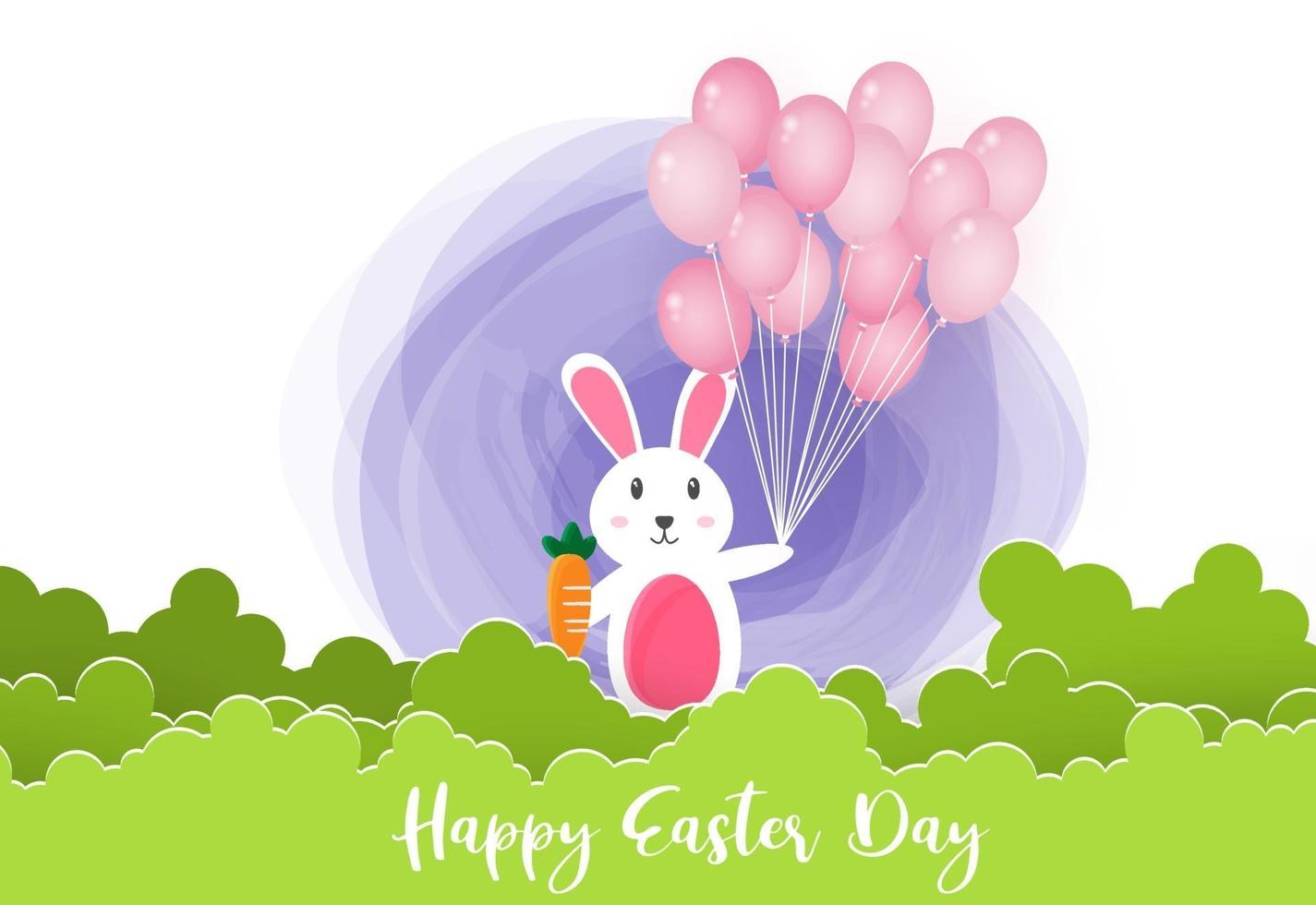 Happy Easter background with cute bunny vector