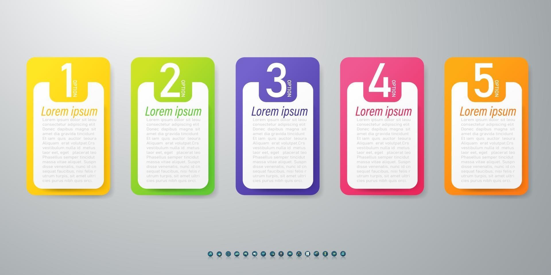 Five square infographic elements vector