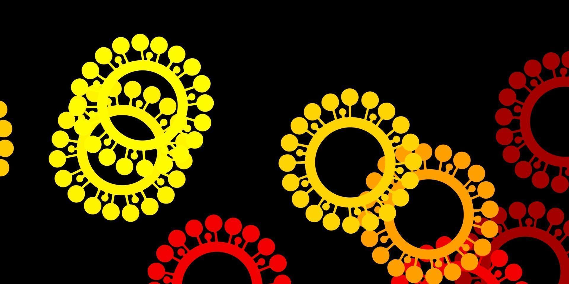 Dark orange vector texture with disease symbols.