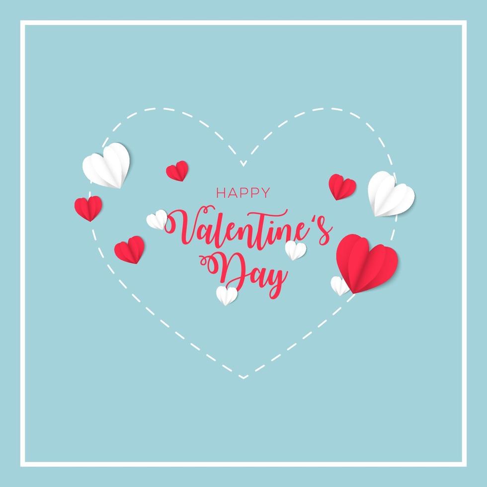 Valentine's day in papercut style for post vector