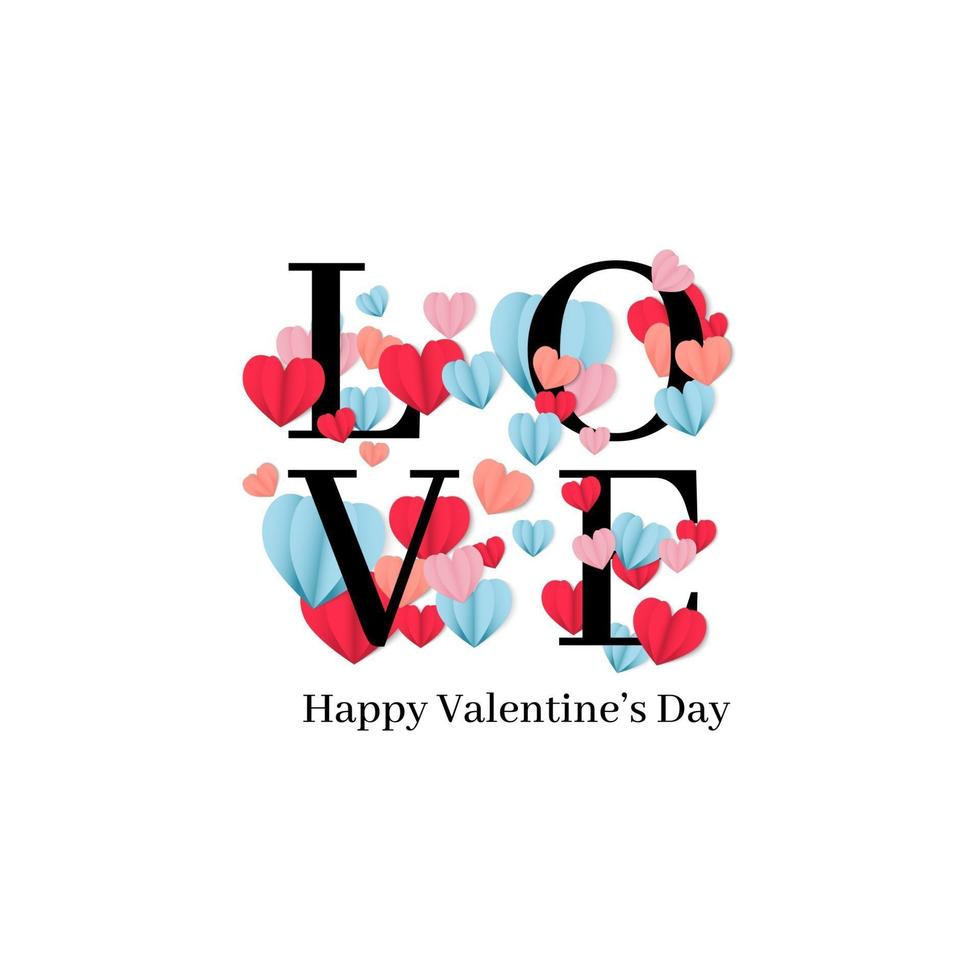 Papercut style love for valentine's day greetings vector