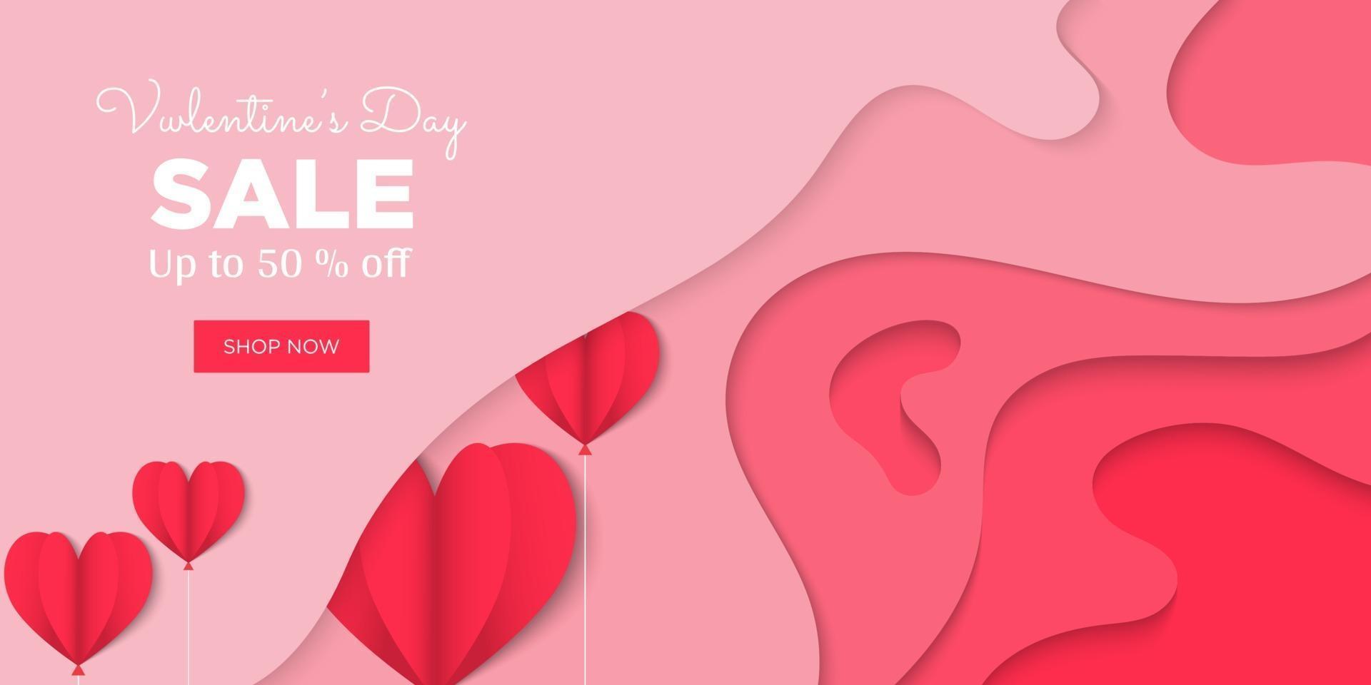 Valentines day minimal with paper cut style for background vector