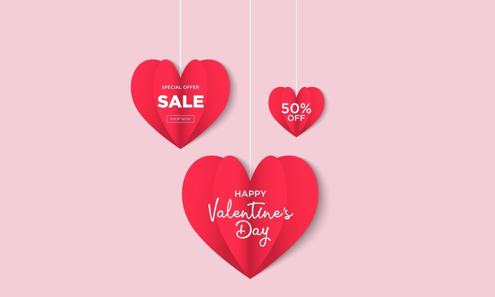 Three heart happy valentine's day stylish sales template vector