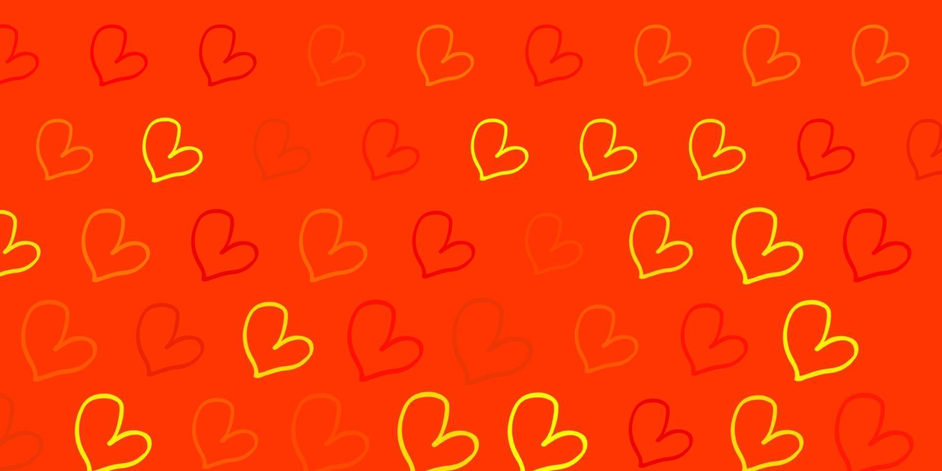 Light Orange vector template with doodle hearts.