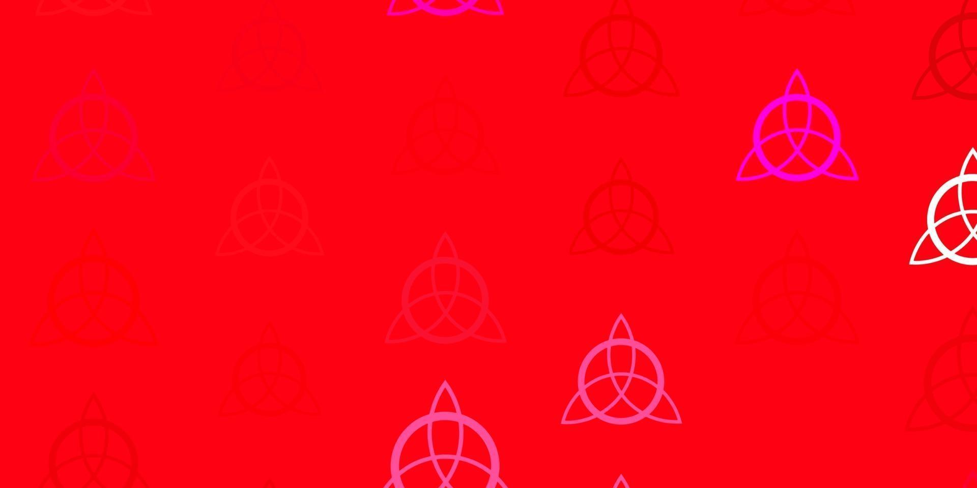 Light Pink, Red vector background with occult symbols.