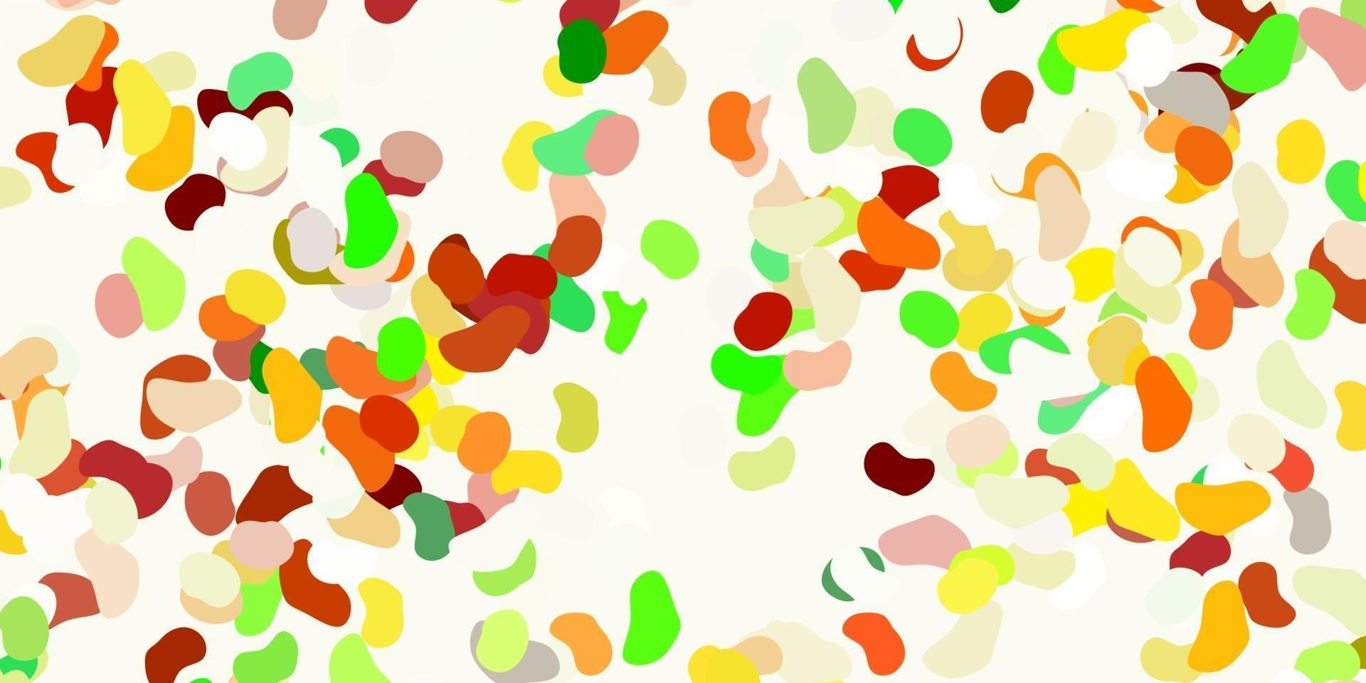 Light green, yellow vector backdrop with chaotic shapes.