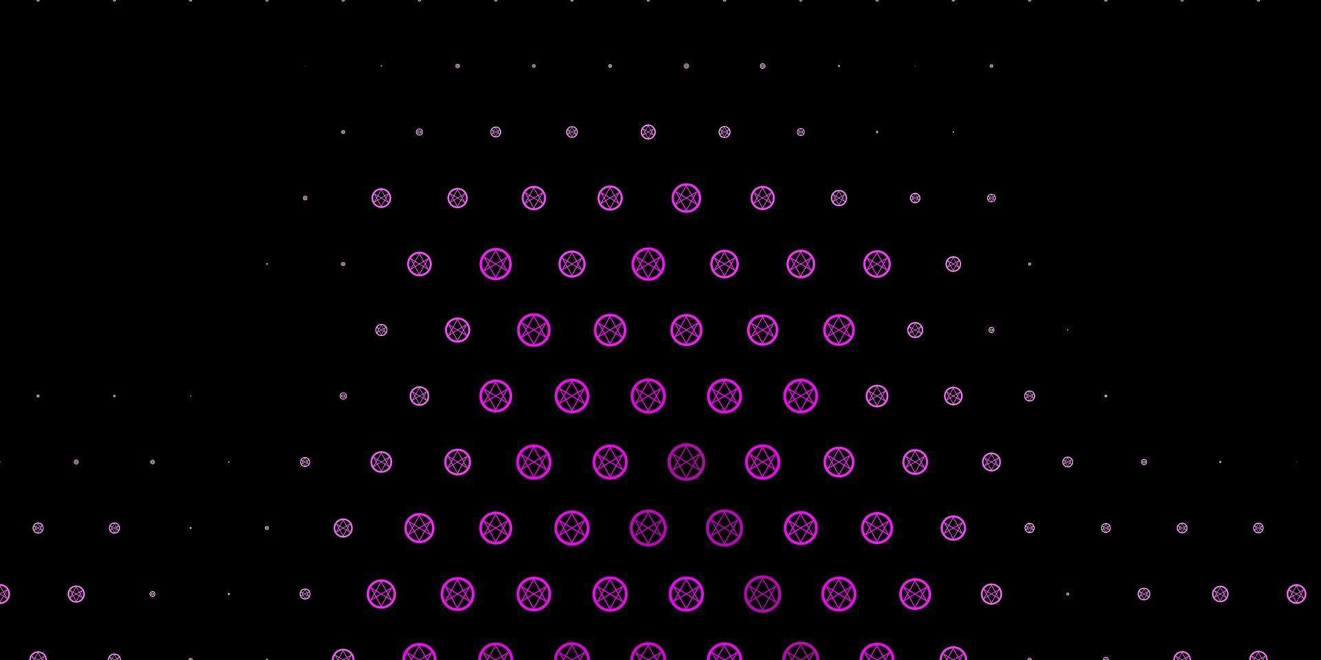 Dark Purple, Pink vector background with occult symbols.